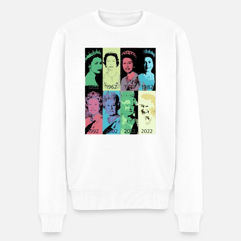 Queen II - Elizabeth England - Queen of England, - Männer Premium Bio Pullover - Weiß