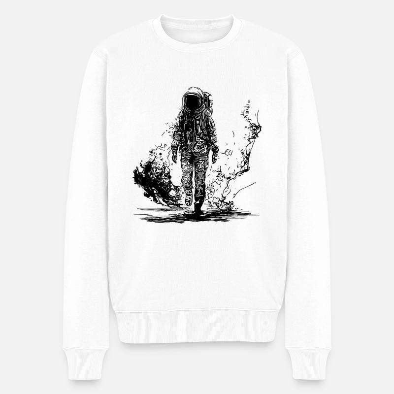 Astronaut in der Mondstaub Wüste - Männer Premium Bio Pullover - Weiß