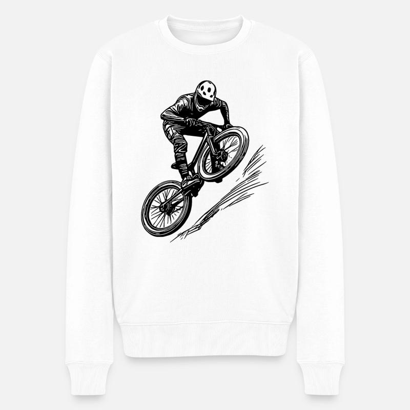 VTT avec vélo de descente - Pull Premium bio Homme - blanc