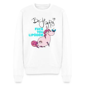 Lipödem Lymphödem Fuck You Einhorn Happy support - Männer Premium Bio Pullover - Weiß - Vorne - Thijin (182cm)