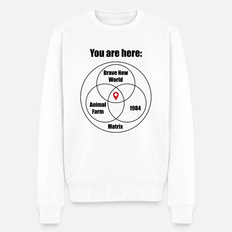 You are here ... in Dystopia - Männer Premium Bio Pullover - Weiß