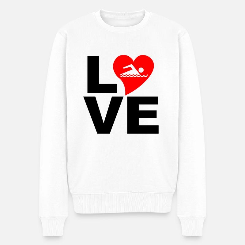 love schwimmen - Männer Premium Bio Pullover - Weiß