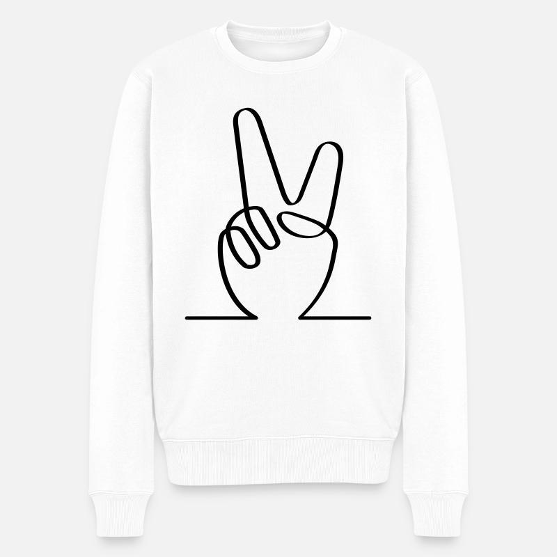 Fred fred symbol. V fingre for frihed. - Økologisk premium-sweatshirt til mænd - hvid