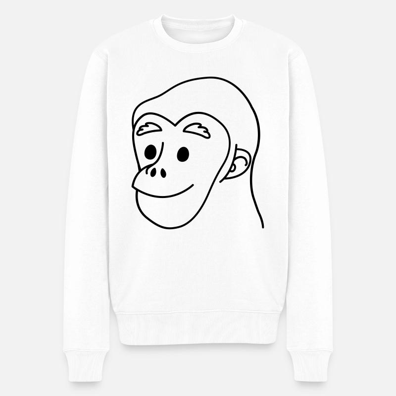 Schimpansen lächelndes Gesicht - Männer Premium Bio Pullover - Weiß
