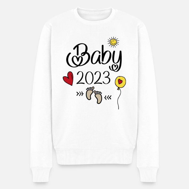 Baby 2023 - Männer Premium Bio Pullover - Weiß