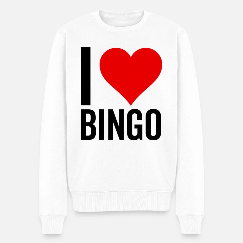 Ich liebe Bingo - Männer Premium Bio Pullover - Weiß