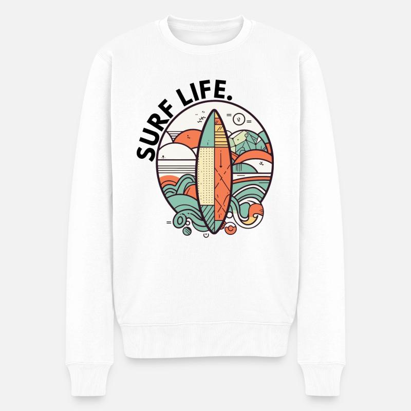Surfen - Männer Premium Bio Pullover - Weiß
