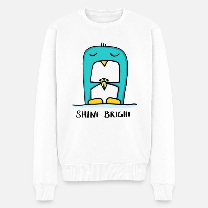 Briller - Pingouin au diamant - Pull Premium bio Homme - blanc