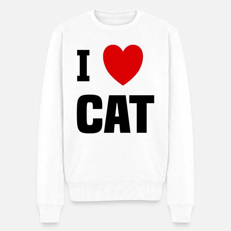 liebe Katze - Männer Premium Bio Pullover - Weiß