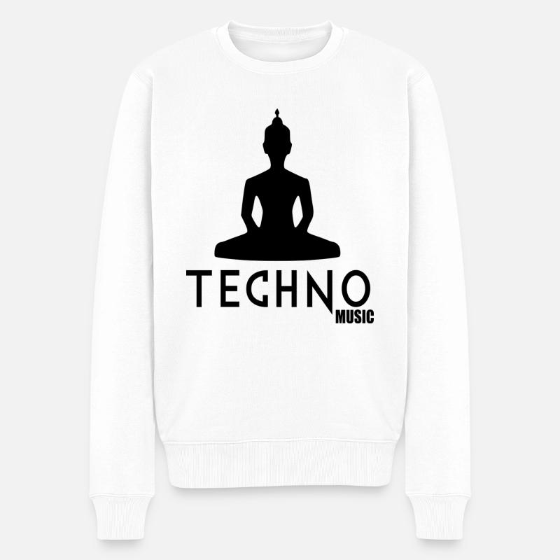 Techno-Musik 1 - Männer Premium Bio Pullover - Weiß
