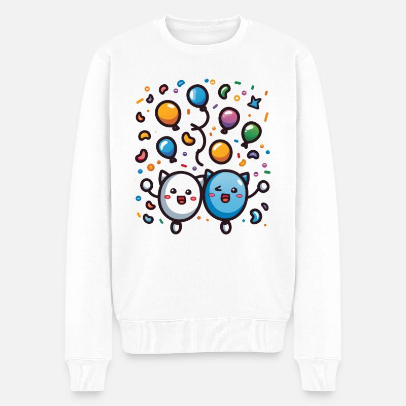 Fasnachtsfreude mit Konfetti - Männer Premium Bio Pullover - Weiß