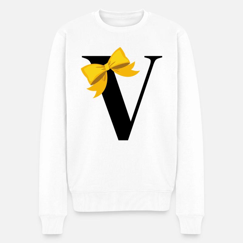Lettre v nœud jaune - Pull Premium bio Homme - blanc