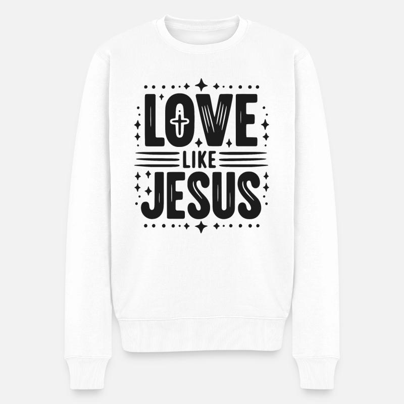 Liebe ist Jesus - Männer Premium Bio Pullover - Weiß