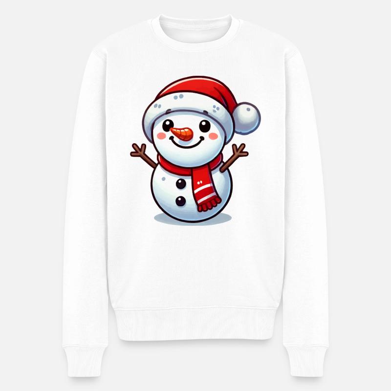 Snowman - Männer Premium Bio Pullover - Weiß