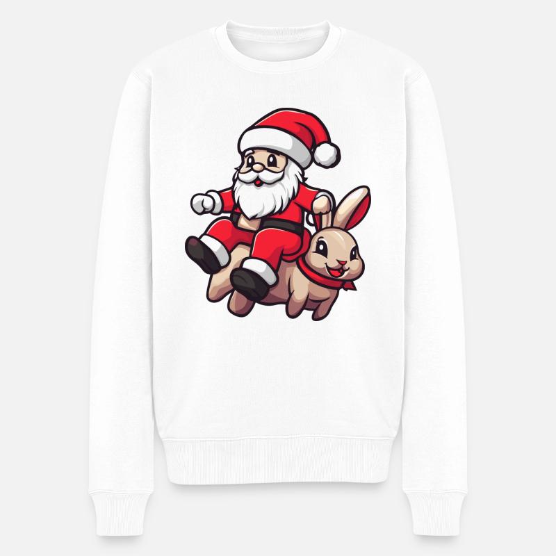 Lapin Père Noël Dessin animé - Pull Premium bio Homme - blanc