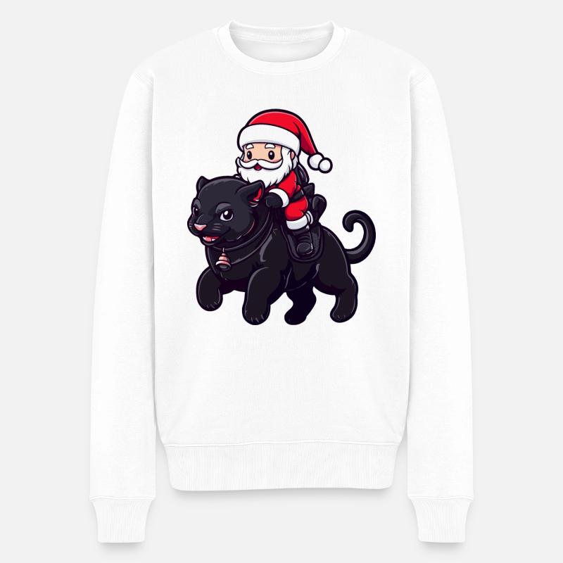 Panthère Père Noël dessin animé - Pull Premium bio Homme - blanc