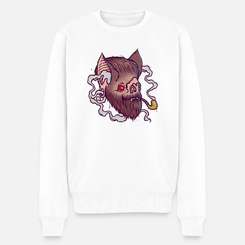 BAT HIPSTER - Männer Premium Bio Pullover - Weiß