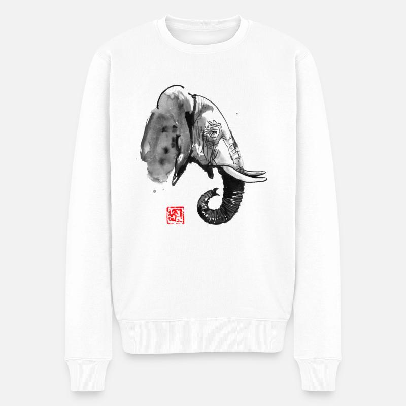 elephant profile - Männer Premium Bio Pullover - Weiß
