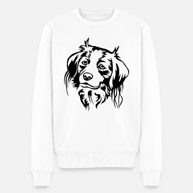 Kooikerhondje Kopf - Männer Premium Bio Pullover - Weiß