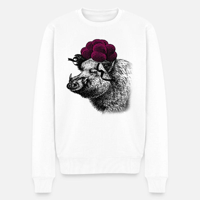 Schwarzwald-Tussi Sanglier avec chapeau - Pull Premium bio Homme - blanc