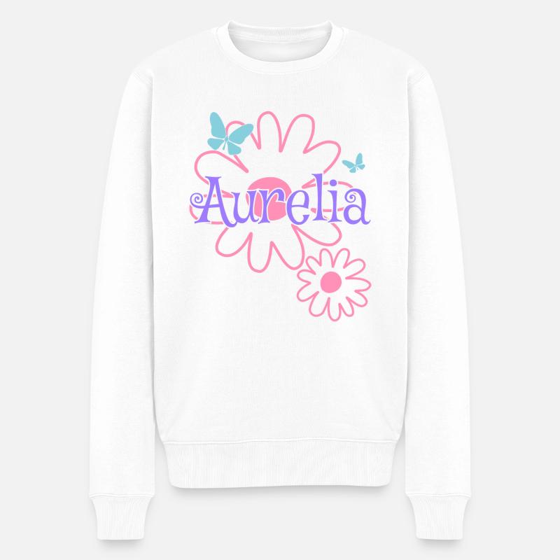 Aurelia Nom Fille Prénom Daisy - Pull Premium bio Homme - blanc