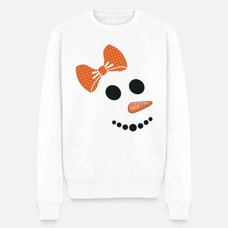Schneefrau Schneemann - Männer Premium Bio Pullover - Weiß