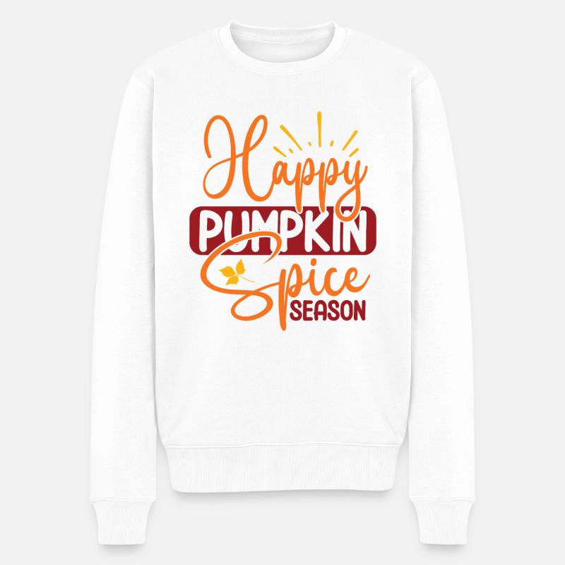 Frohe Kürbisgewürzsaison - Männer Premium Bio Pullover - Weiß