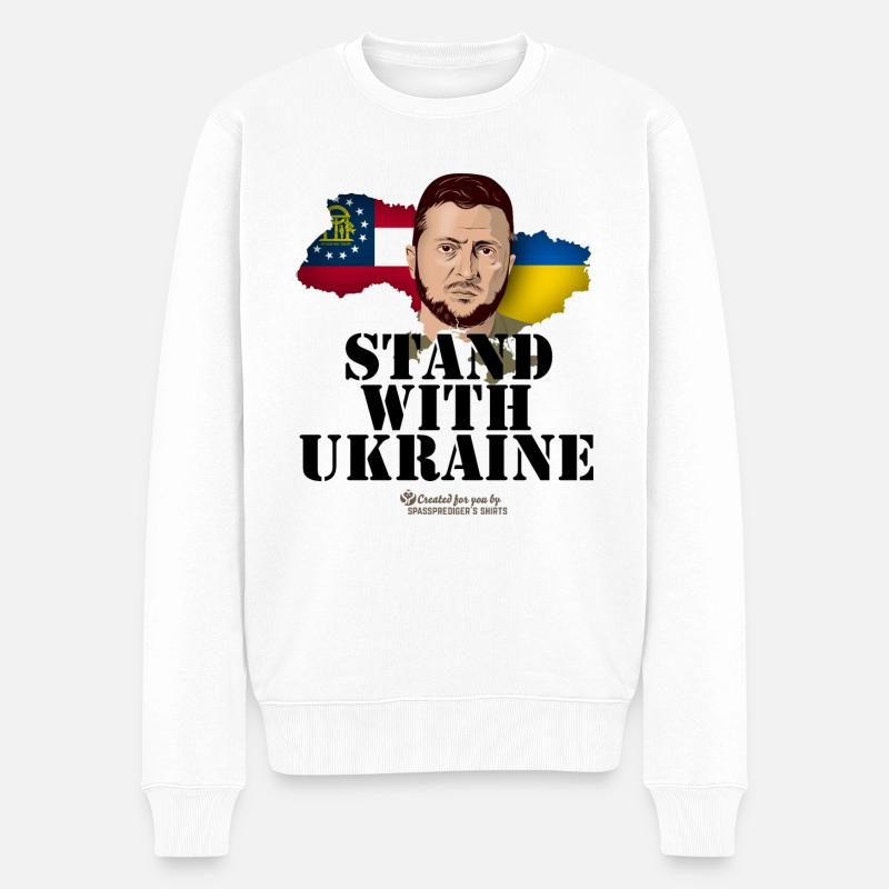 ukraine georgia usa - Männer Premium Bio Pullover - Weiß