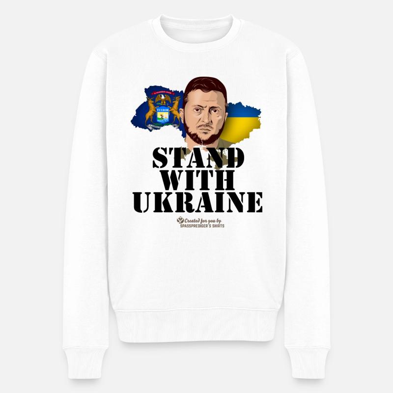 Michigan Ukraine Supporters Merch - Pull Premium bio Homme - blanc
