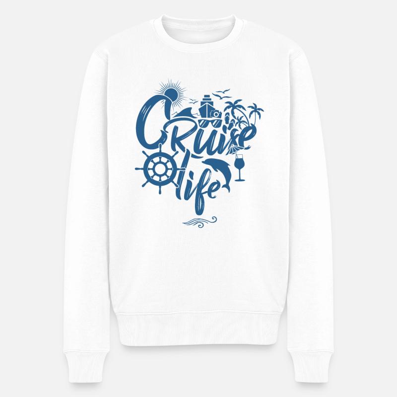 KREUZFAHRT LEBEN - Männer Premium Bio Pullover - Weiß