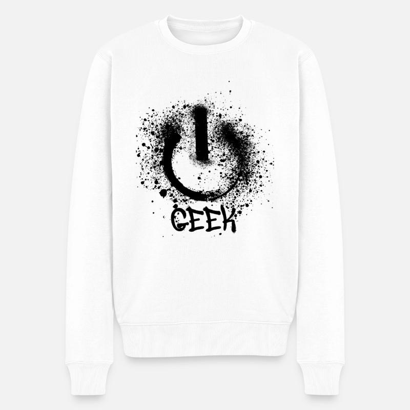 geek,symbol.graffiti,nerd,malerei - Männer Premium Bio Pullover - Weiß