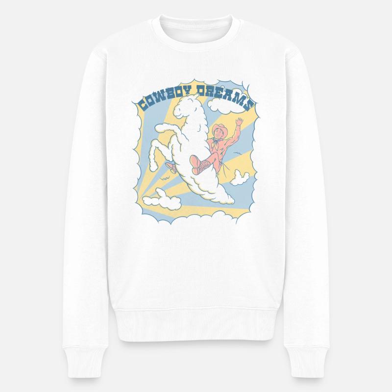 Cowboy-Träume - Männer Premium Bio Pullover - Weiß