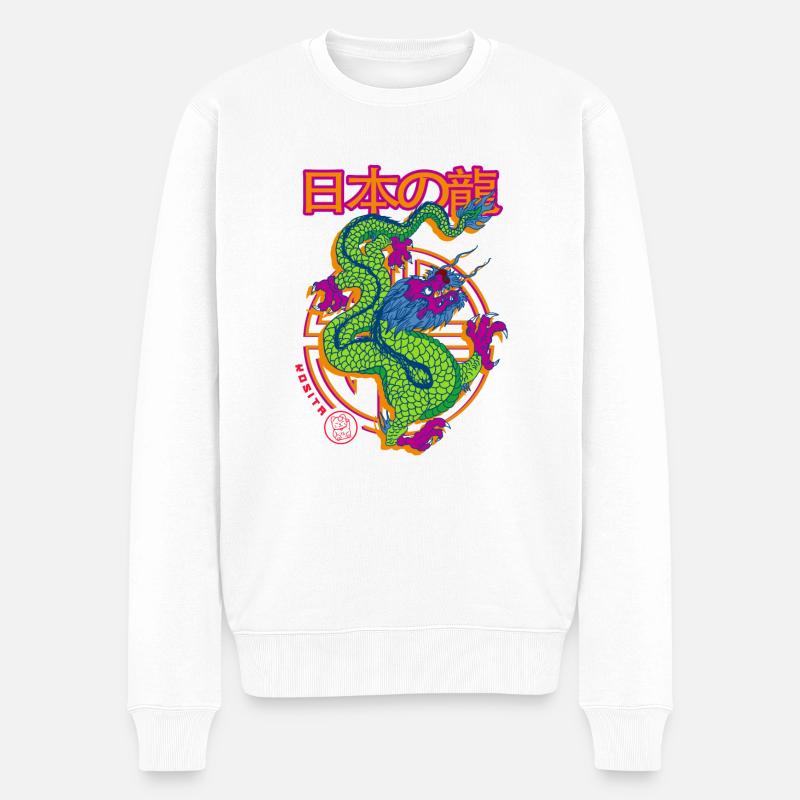 Chinesischer Drache - Männer Premium Bio Pullover - Weiß