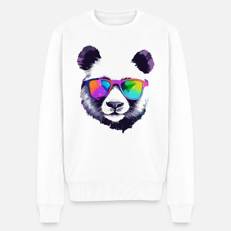 Koko le panda à lunettes - Pull Premium bio Homme - blanc