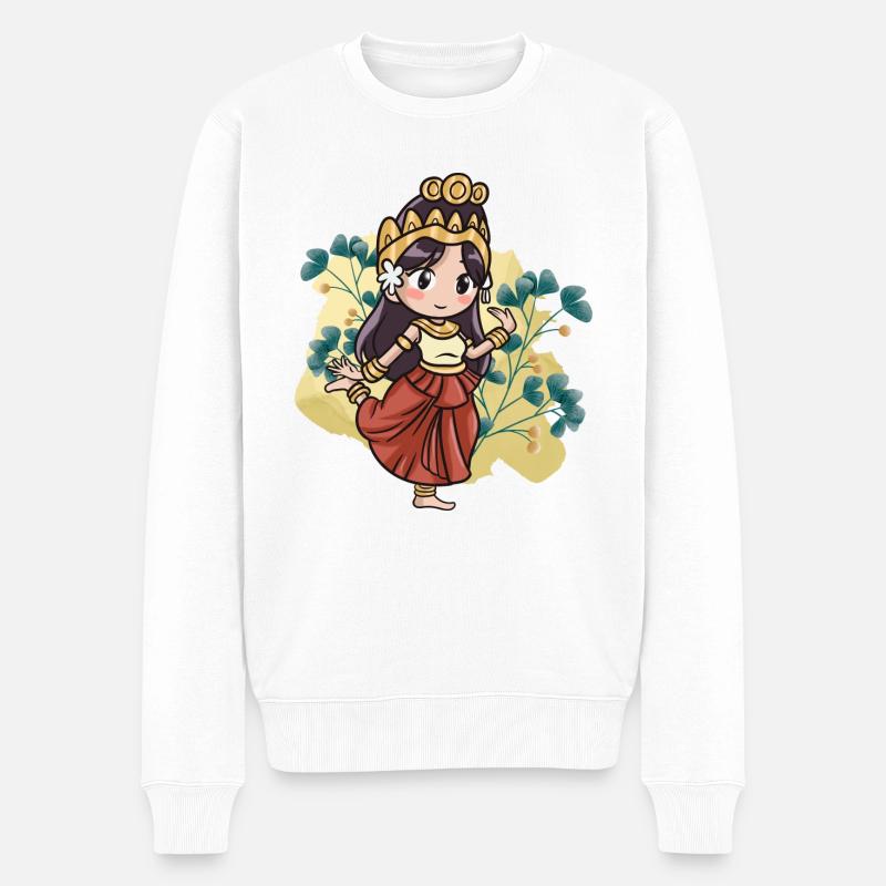 Kambodscha Tradition Tanz Khmer Apsara I Geschenk - Männer Premium Bio Pullover - Weiß
