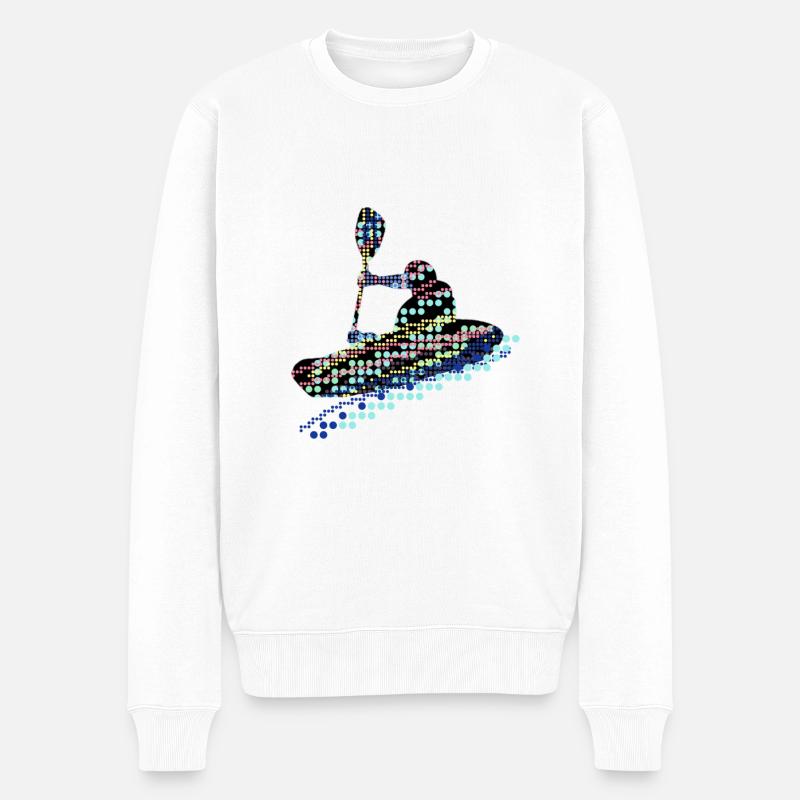 Rudern, Rafting, Kajak, Graffiti, Boot - Männer Premium Bio Pullover - Weiß