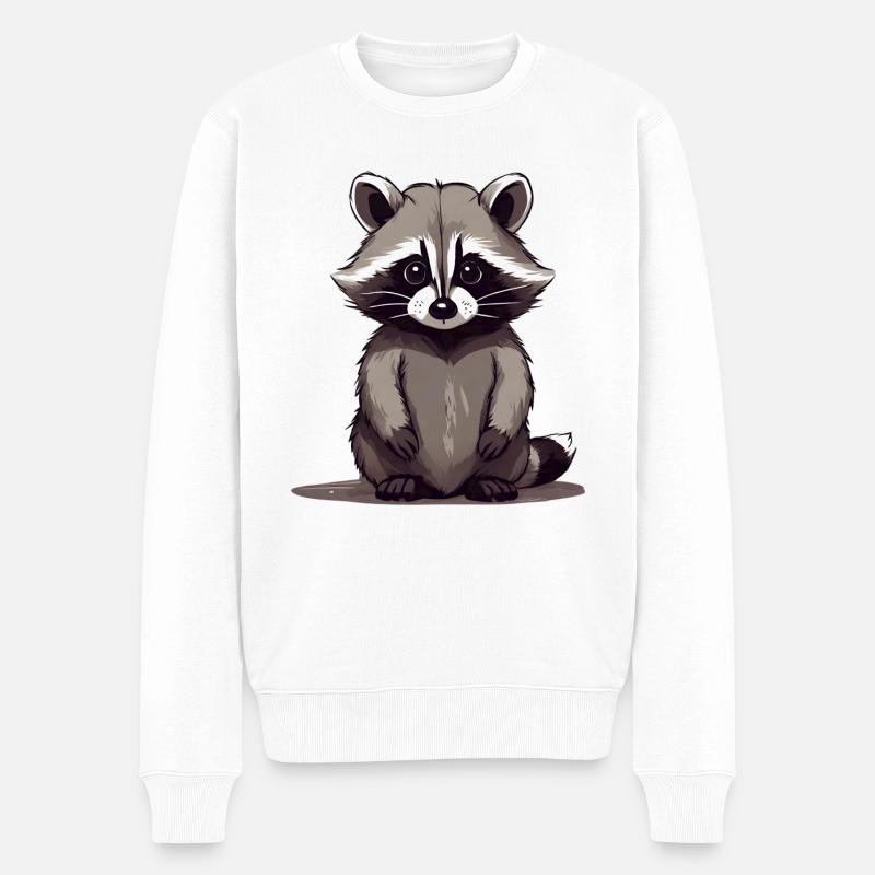 Waschbär sitzend - Männer Premium Bio Pullover - Weiß