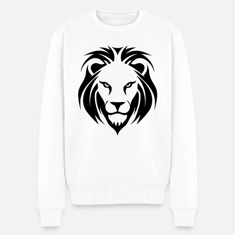 Felin jungle tête de lion - Pull Premium bio Homme - blanc
