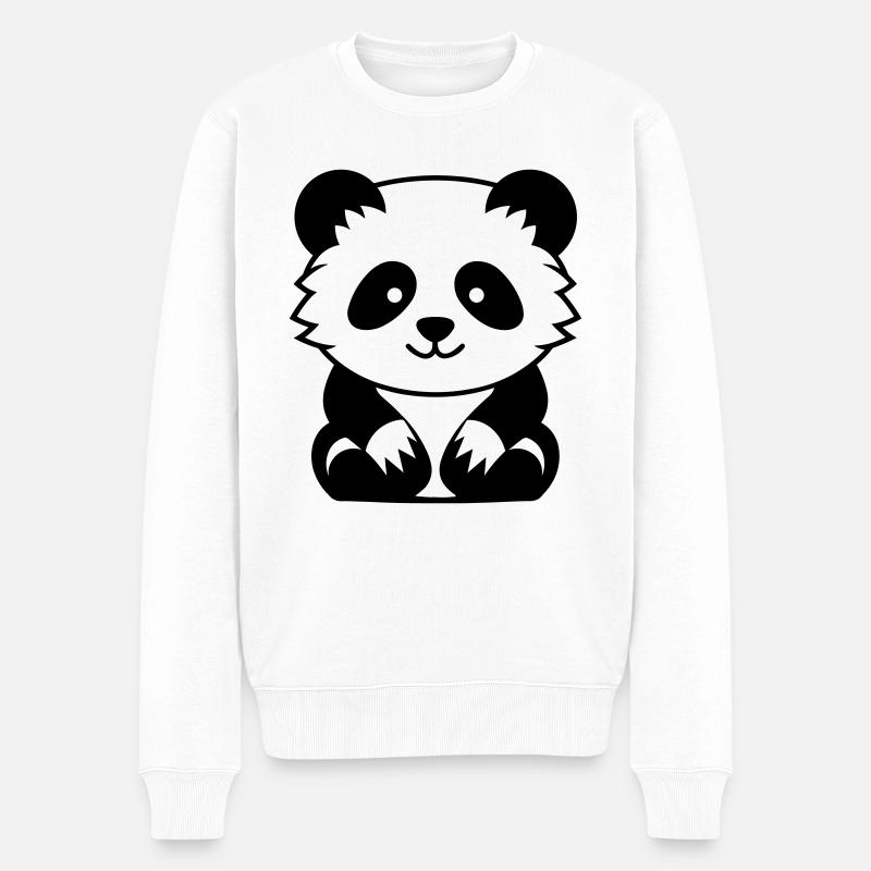 Kleiner Panda - Männer Premium Bio Pullover - Weiß