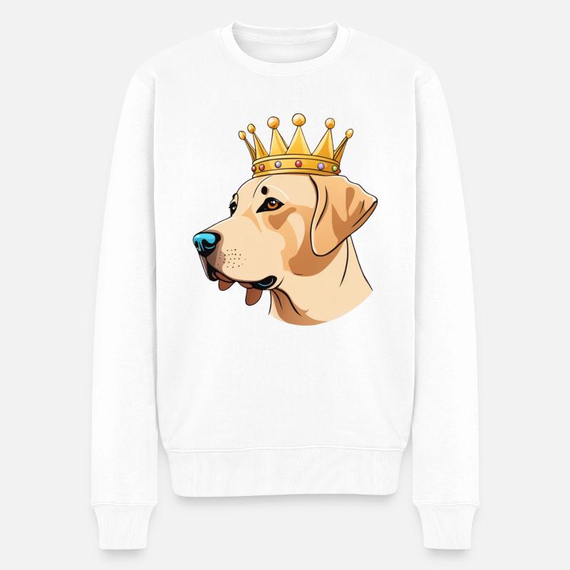 "Gekrönte Häupter" - Labrador - Männer Premium Bio Pullover - Weiß