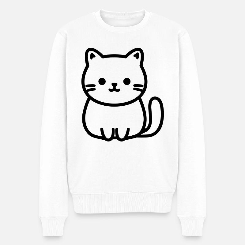 chat - Pull Premium bio Homme - blanc
