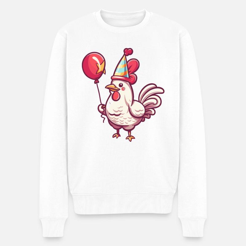 Bande dessinée d’anniversaire de coq - Pull Premium bio Homme - blanc