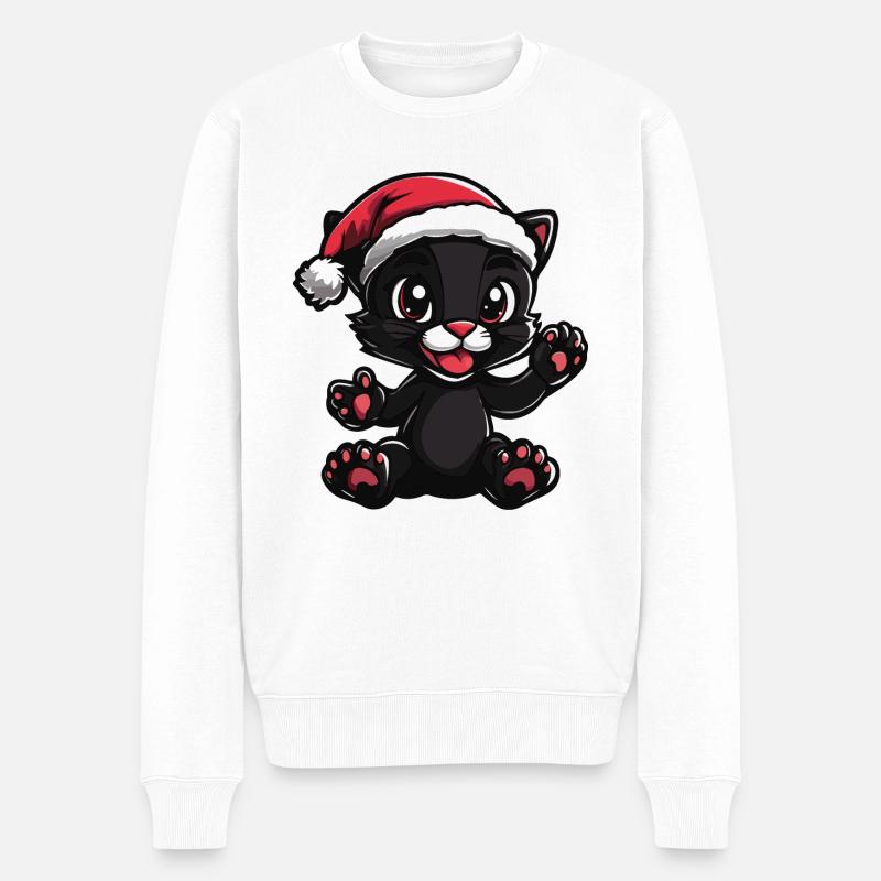 Panther Weihnachten - Männer Premium Bio Pullover - Weiß