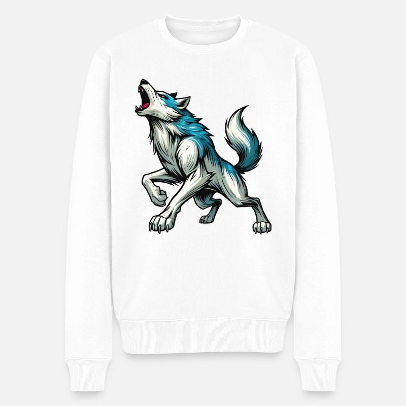 Bande dessinée de loup - Pull Premium bio Homme - blanc
