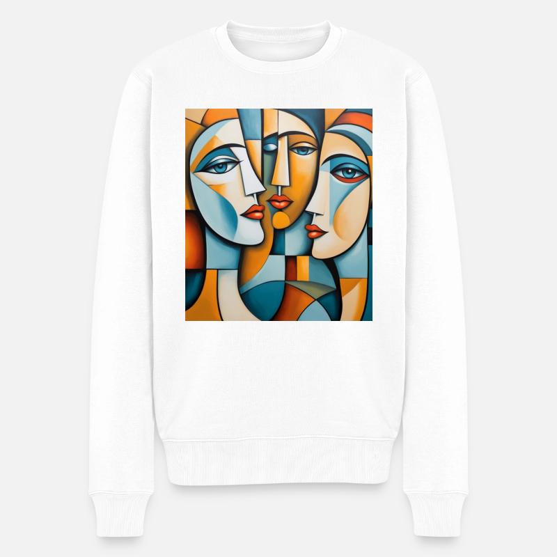 Abstrakt portræt - Økologisk premium-sweatshirt til mænd - hvid