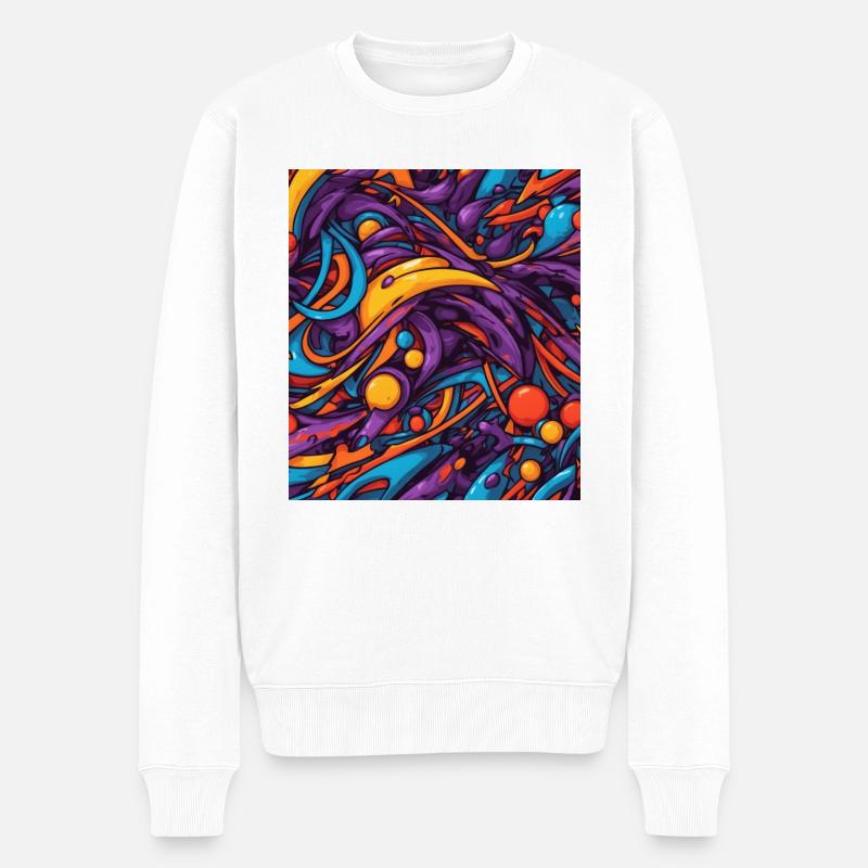 Abstrakte Farbkomposition - Männer Premium Bio Pullover - Weiß