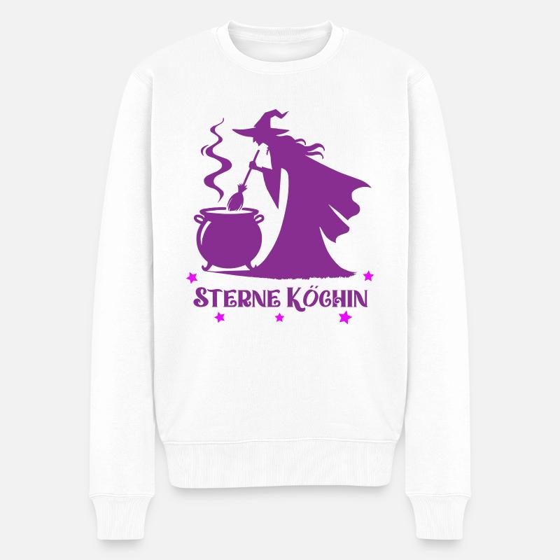 hexe kochtopf köchin - Männer Premium Bio Pullover - Weiß