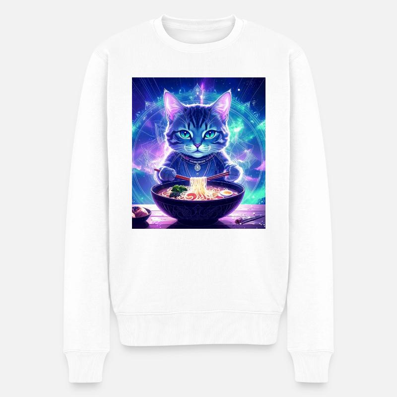Katze ,Japan ,Kawaii,anime,ramen,Nacht - Männer Premium Bio Pullover - Weiß