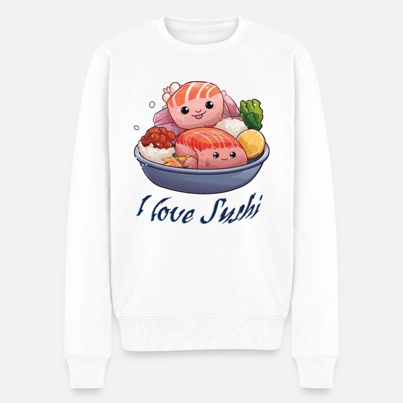 I love Sushi - Männer Premium Bio Pullover - Weiß