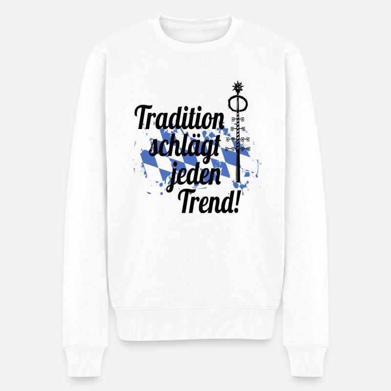 Maibaum - Männer Premium Bio Pullover - Weiß